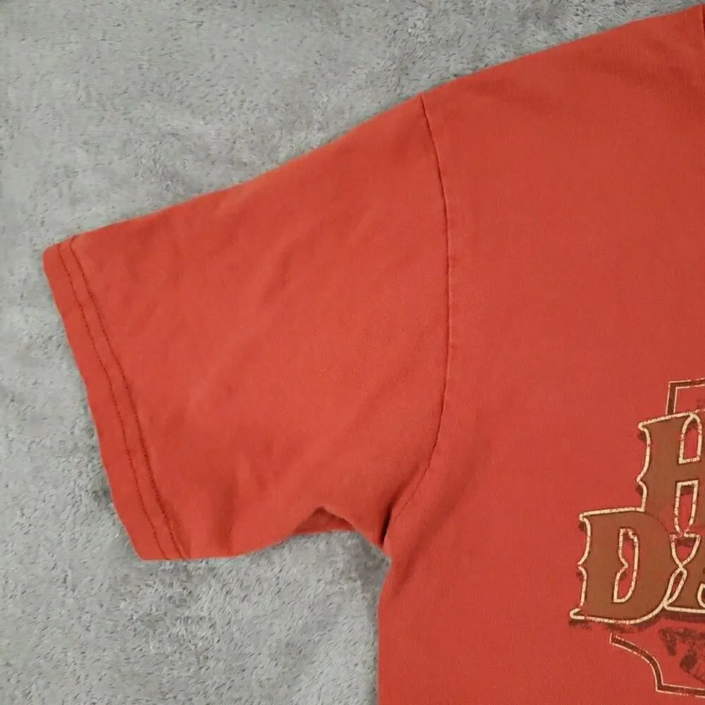 Harley Davidson T Shirt Short Sleeve Biker Bob's Motown MI Orange Men Sz M